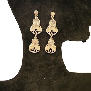 Floral Dangle Silver Earrings